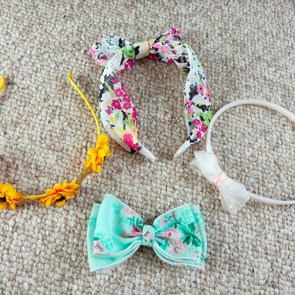 Girls Hair Accesories unbranded Head Bands, and Janie & Jack Green Floral Bow - Picture 1 of 7